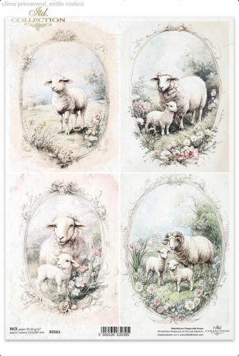 papier ryżowy do decoupage R2561 owce wiejskie zwierzęta wiosenne klimaty rustykalny styl.png