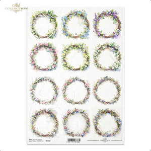 Papier ryżowy A4 R2388 Wianuszki kwiatowe