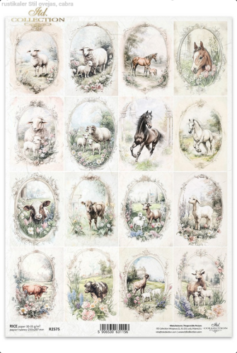 papier ryżowy do decoupage R2575 owce kozy krowy konie wiejskie zwierzęta wiosenne klimaty rustykalny styl.png