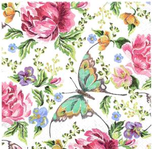 Serwetka MAKI 1 sztuka - Kwiaty i  motyl