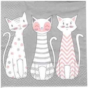 Serwetka TETE 1 sztuka - koty paski kropki