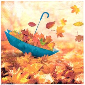 Serwetka PAW 1 sztuka - Jesienne liście i parasol