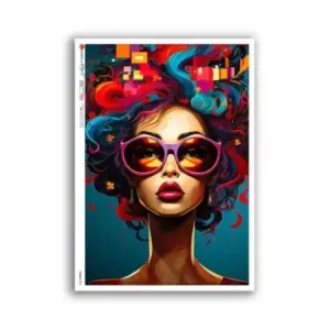 Papier ryżowy A4 Komiks 0042 kobieta w okularach