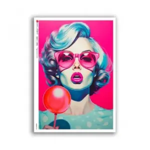 Papier ryżowy A4 Komiks 0047 kobieta z lizakiem