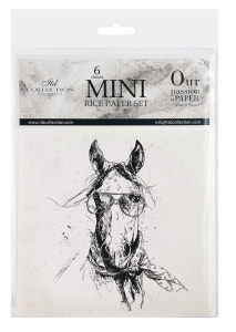 Papier ryżowy mini zestaw 6sztuk 15x15cm RSM252 zwierzęta czarno-białe