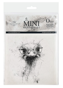 Papier ryżowy mini zestaw 6sztuk 15x15cm RSM253 zwierzęta czarno-białe