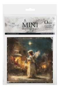 Papier ryżowy mini zestaw 6sztuk 15x15cm RSM298 Szopka scenki (anioł)