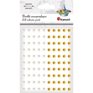 Półperełki samoprzylepne 100sztuk mix biało-złote TIT