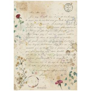 Papier ryżowy A4 DFSA41163 Flowers and poems list kaligrafia