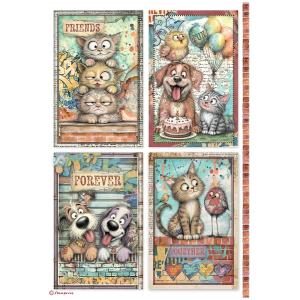 Papier ryżowy A4 DFSA41175 Furry Friends 2 Karty x 4