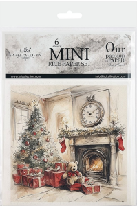 Papier ryżowy mini zestaw 6sztuk 15x15cm RSM203 Choinka scenki (miś)
