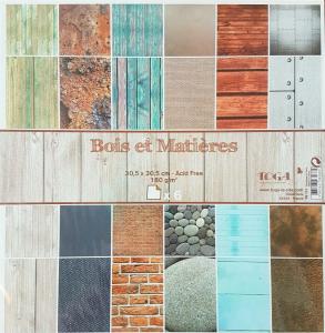 Papier scrap dwustronny 6 kartek 30,5x30,5cm 180g/m bois et matires