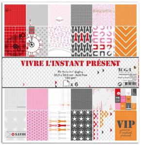 Papier scrap dwustronny 6 kartek 30,5x30,5cm 180g/m vivre l'instant present