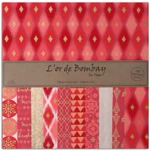 Papier scrap 10 kartek 30,5x30,5cm złoto bombaju różowy