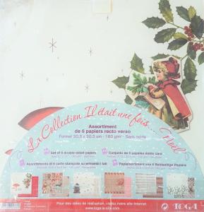 Papier scrap dwustronny 6 kartek 30,5x30,5cm 180g/m noel/jemi