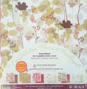 Papier scrap dwustronny 6 kartek 30,5x30,5cm 180g/m kwiatki