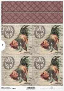 Papier ryżowy A4 R1093 kogut na desce x4