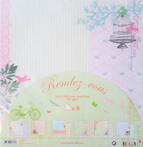 Papier scrap dwustronny 6 kartek 30,5x30,5cm 180g/m rendez-vous