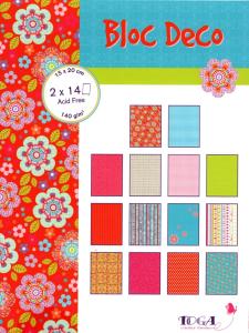 Papier scrap bloczek 28 kartek 15x20cm 140g/m kwiatki/kratka