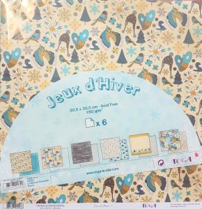 Papier scrap dwustronny 6 kartek 30,5x30,5cm 180g/m zima bleu/okker