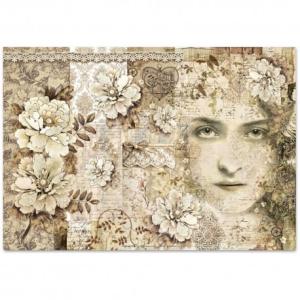 Papier ryżowy 33x48cm DFS389 koronka/twarz