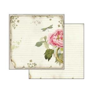 Papier scrap 30x30cm 1kartka piwonie linie