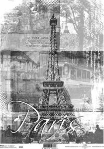 Papier ryżowy A4 R232 Paryż wieża czarno-biały