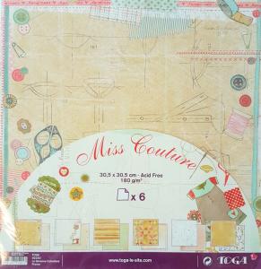 Papier scrap dwustronny 6 kartek 30,5x30,5cm 180g/m miss couture
