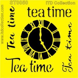 Szablon 16x16cm Tea time zegar
