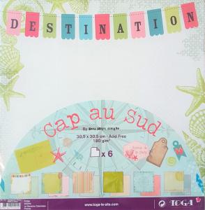 Papier scrap dwustronny 6 kartek 30,5x30,5cm 180g/m cap au sud