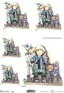 Papier ryżowy A4 R161 anioł+kot